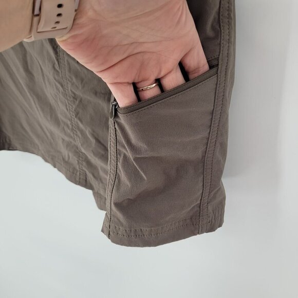 LL bean womens 8 brown skort zip pockets adjustable waist no stretch athleisure - Picture 9 of 11